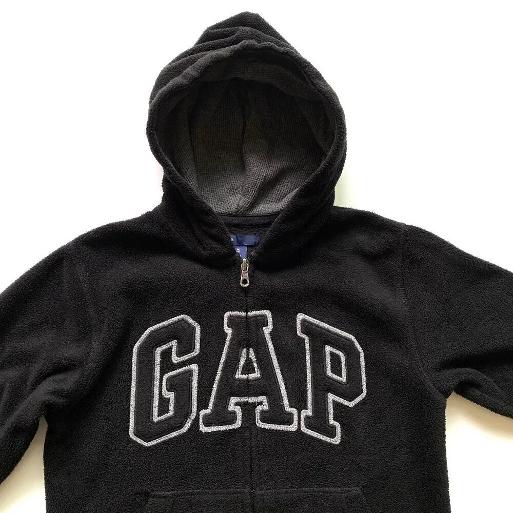 Gap Kids Boys Black Fleece Full Zip Logo Hoodie 8